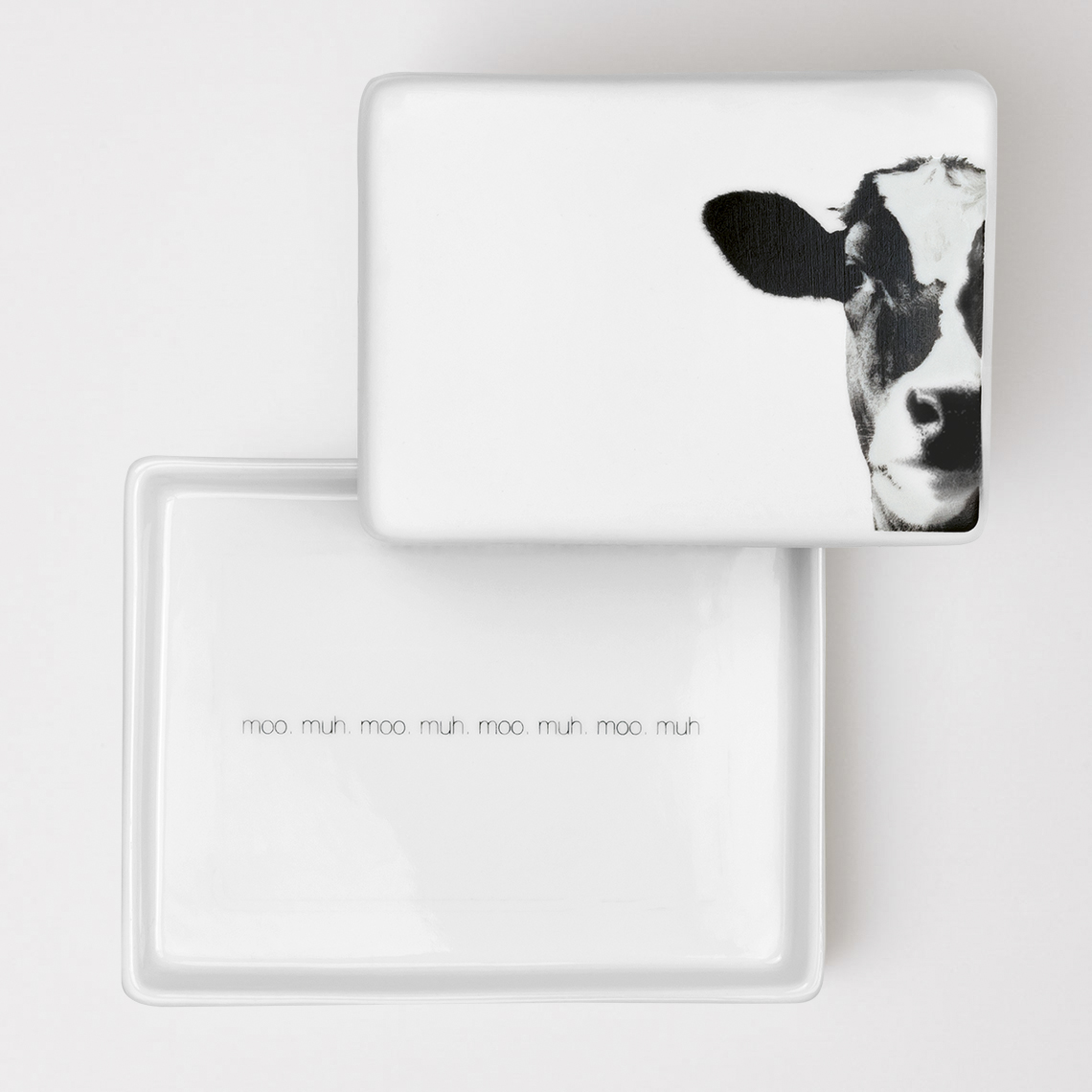 Butterdose Kuh in Farbe weiß Butterdose Kuh in Farbe weiß, Kuh, Milch, Kuhmuster, Schachtel, Lunchbox