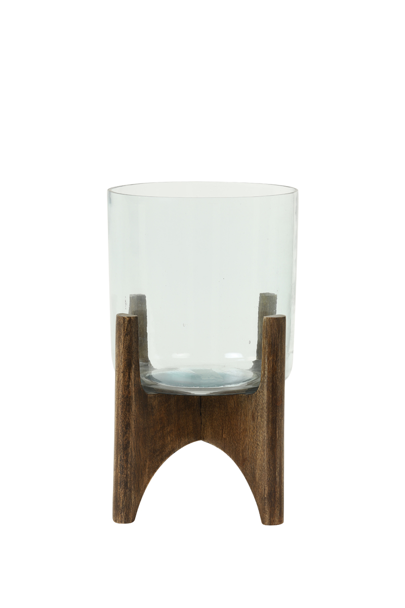 Light & Living Vase auf Fuß 22,5x33,5cm in Glas+Holz braun