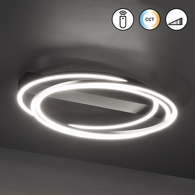 Fischer & Honsel LED-Deckenleuchte KIKU , D56 cm in Metall sandschwarz