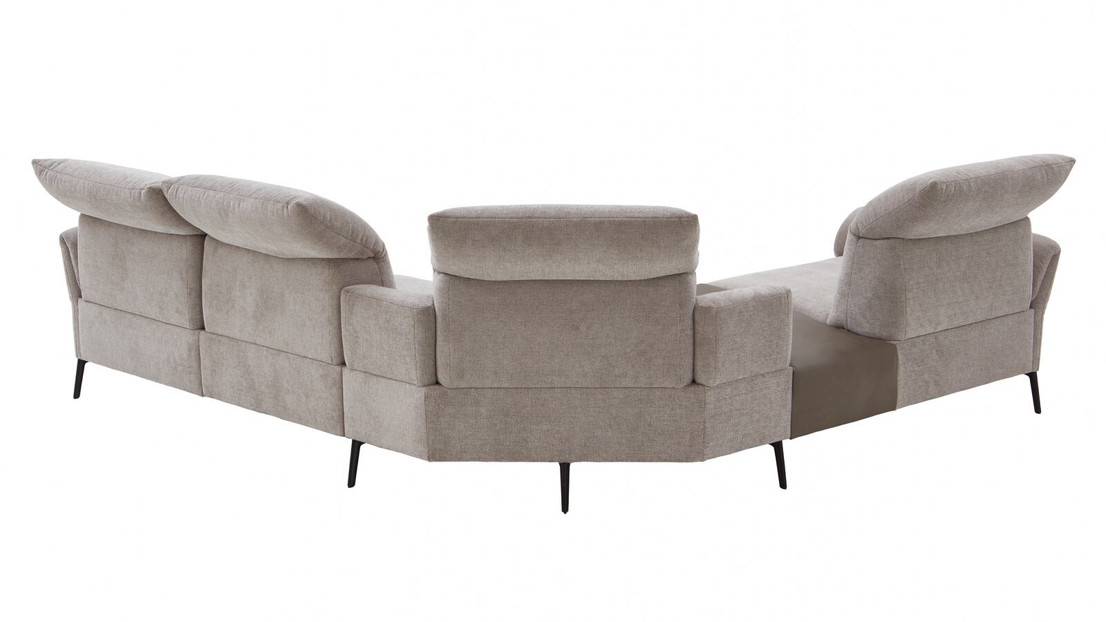 Polsteria Polstereckgruppe FERNANDO ca. 258x288cm in Stoff Aurin beige/Leder Evita smoke