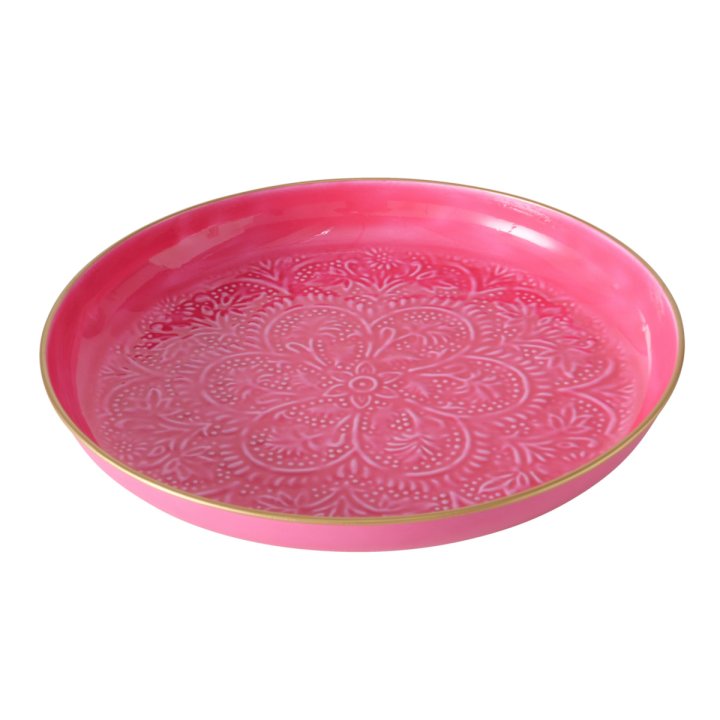 Boltze Tablett Pinka 41 cm PINKA in Eisen emailliert pink