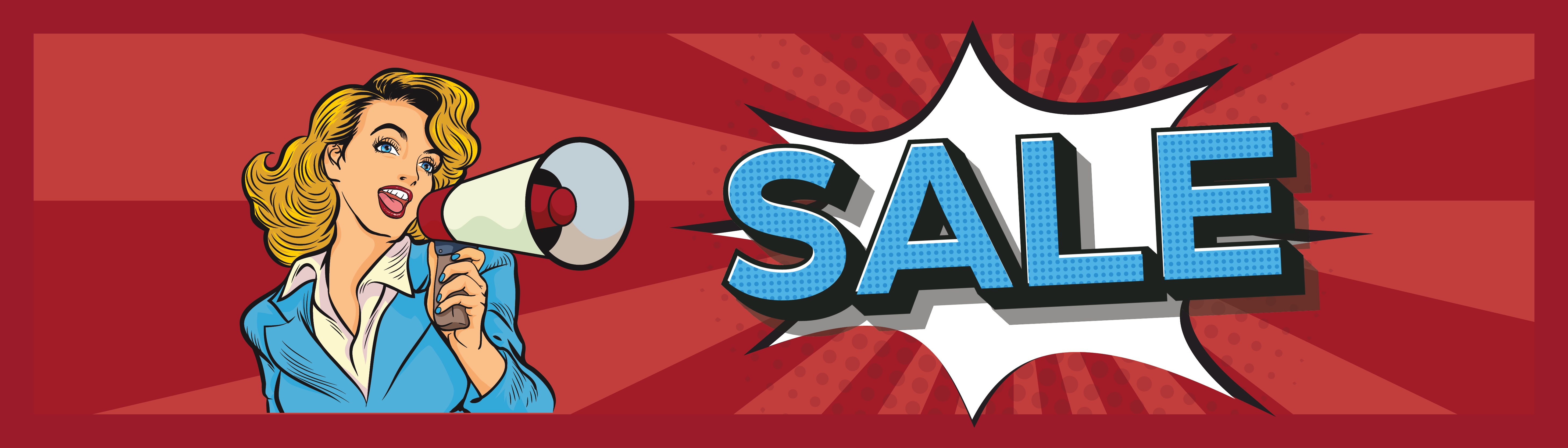 Pop-Art, Megaphone, Frau, Sale, Banner