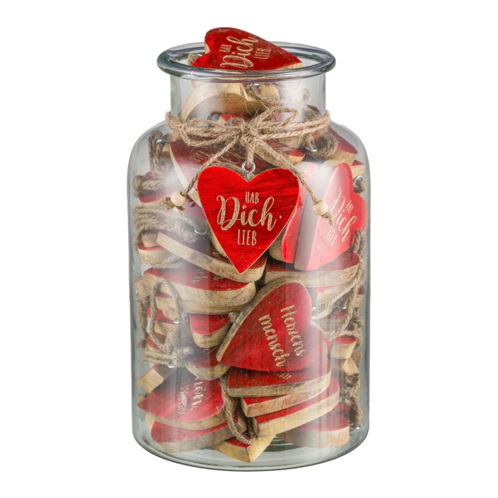 Gasper Holz Herz in Farbe Rot Gasper Holz Herz in Farbe Rot, Krug, Kräuterig, Kräuter, Pflanze