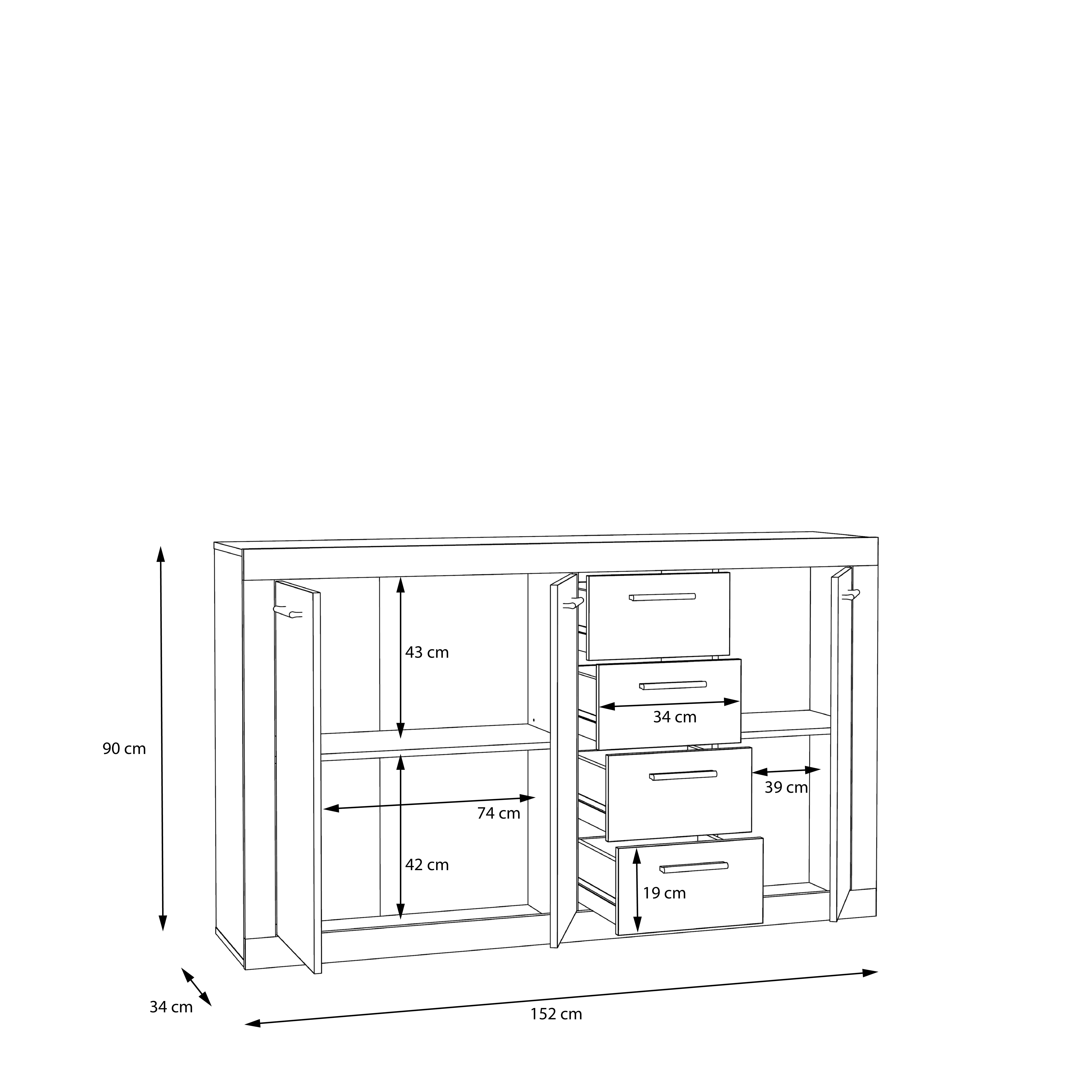 Forte Fabryki Mebli Sideboard BACCIO in Artisan Eiche/weiß C804
