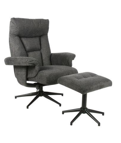 Relaxsessel mit Hocker OLVERA in Bergamo-Webstoff anthrazit Relaxsessel mit Hocker OLVERA in Bergamo-Webstoff anthrazit
