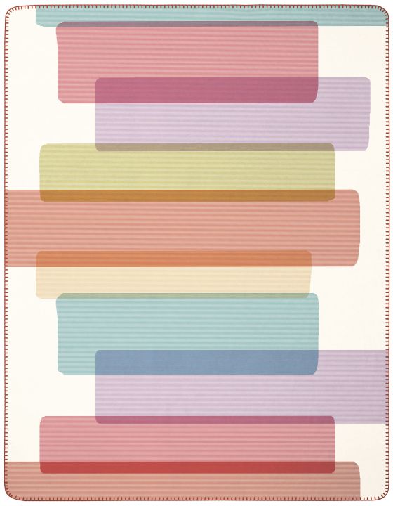 Biederlack Decke ca. 150x200cm in Farbe Floating Forms, Tuch, Textilien, bunte Streifen, Decke, Muster