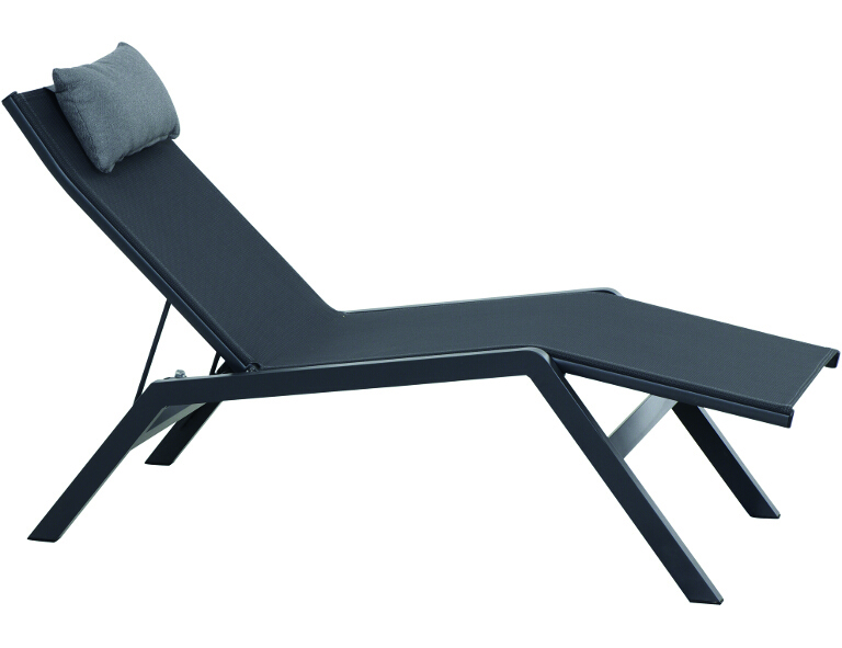 Gautzsch Sonnenliege MIAMI in Stoff Ranotex grau/Aluminium anthrazit matt