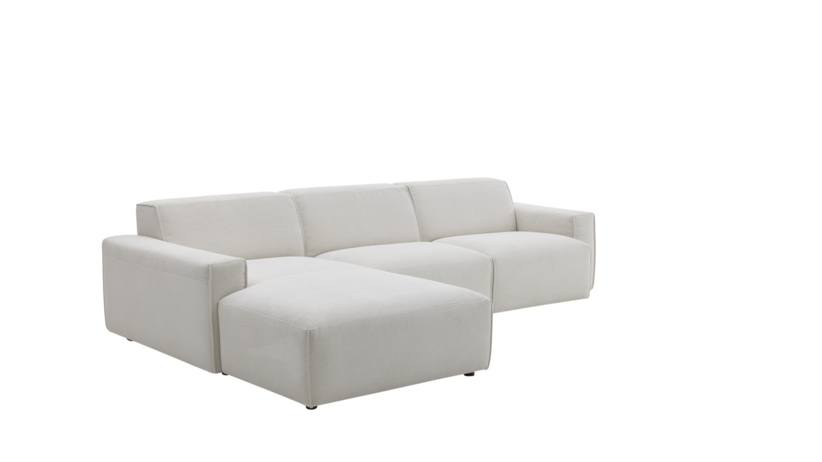 Roomio Eckkombination NO. 4100 ca. 189x285cm in Stoff Feincord weiß