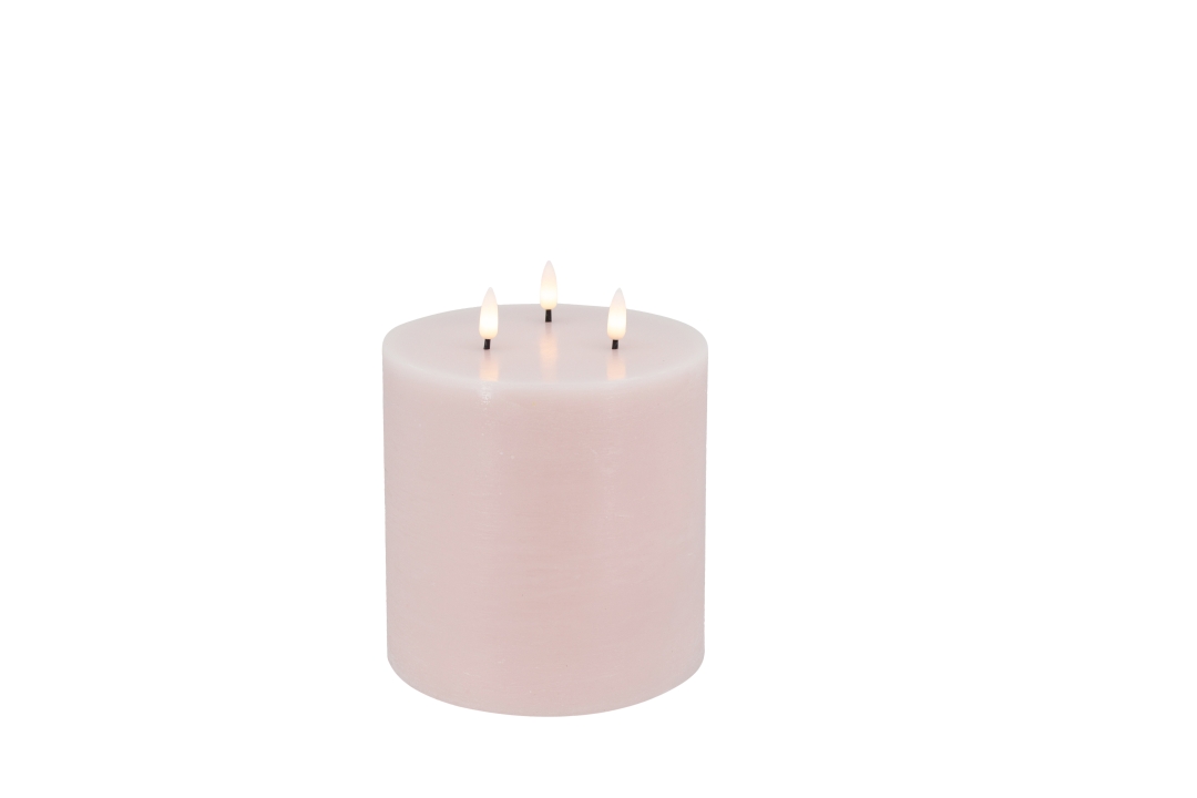 L.C. Wholesaler LED-3-Docht-Kerze SUMMER ca. Ø 15, H 15cm in Summer pink rustic