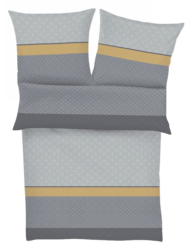 bugatti Satinbettwäsche 135x200cm in Farbe grau/senf