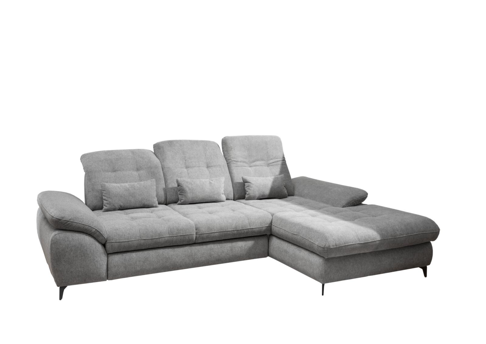 Polsterecke Delphino ca. 273x189 in Stoff Corto grau, Sofa, Garnitur, Ecksofa, Samtbezug, Graualt