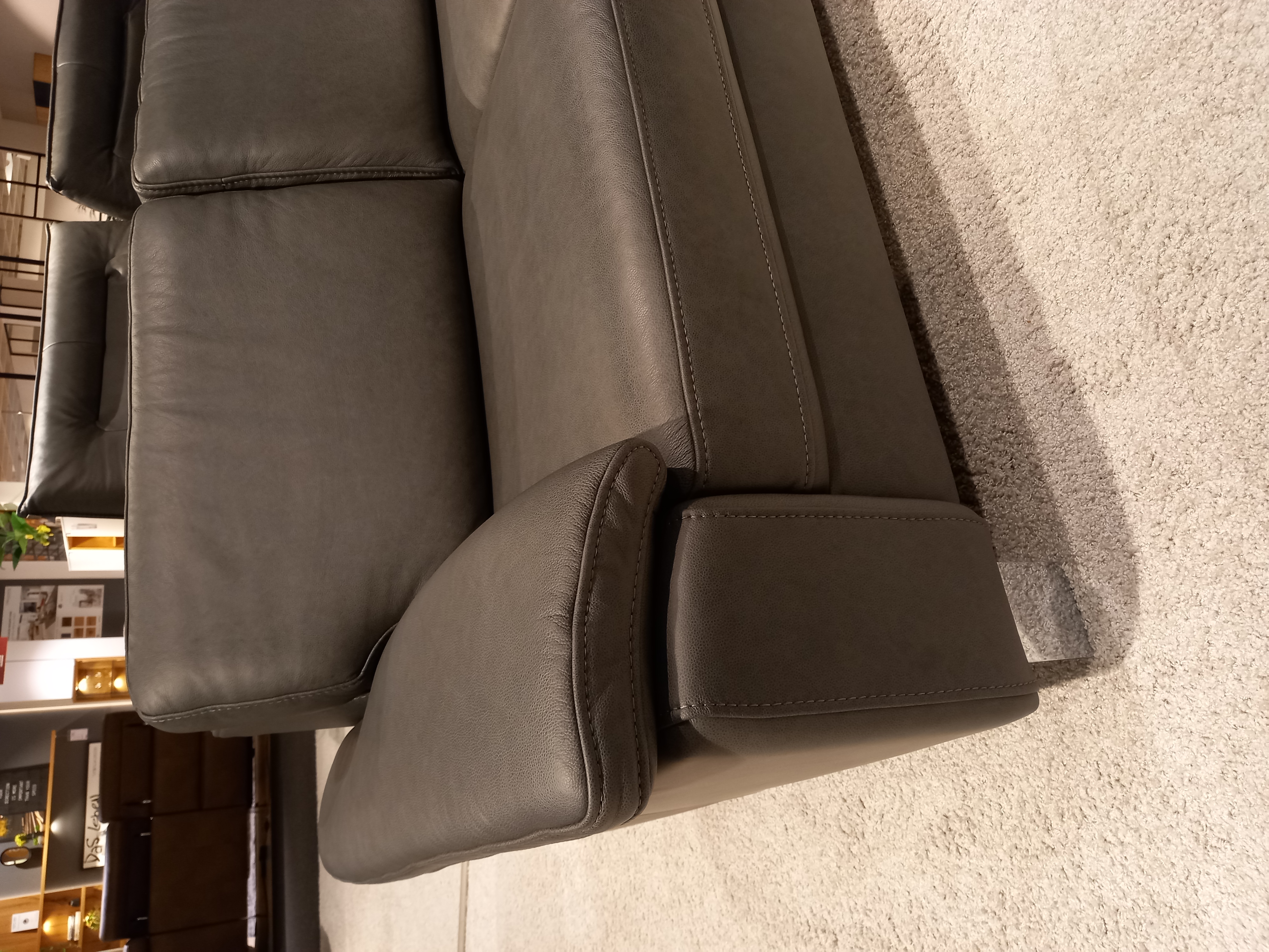 Hukla Rundecke VS-HU1064 in Leder Rodeo charcoal PG60, Couch, Mobiliar, Inneneinrichtung, Innenarchitektur, Stuhl