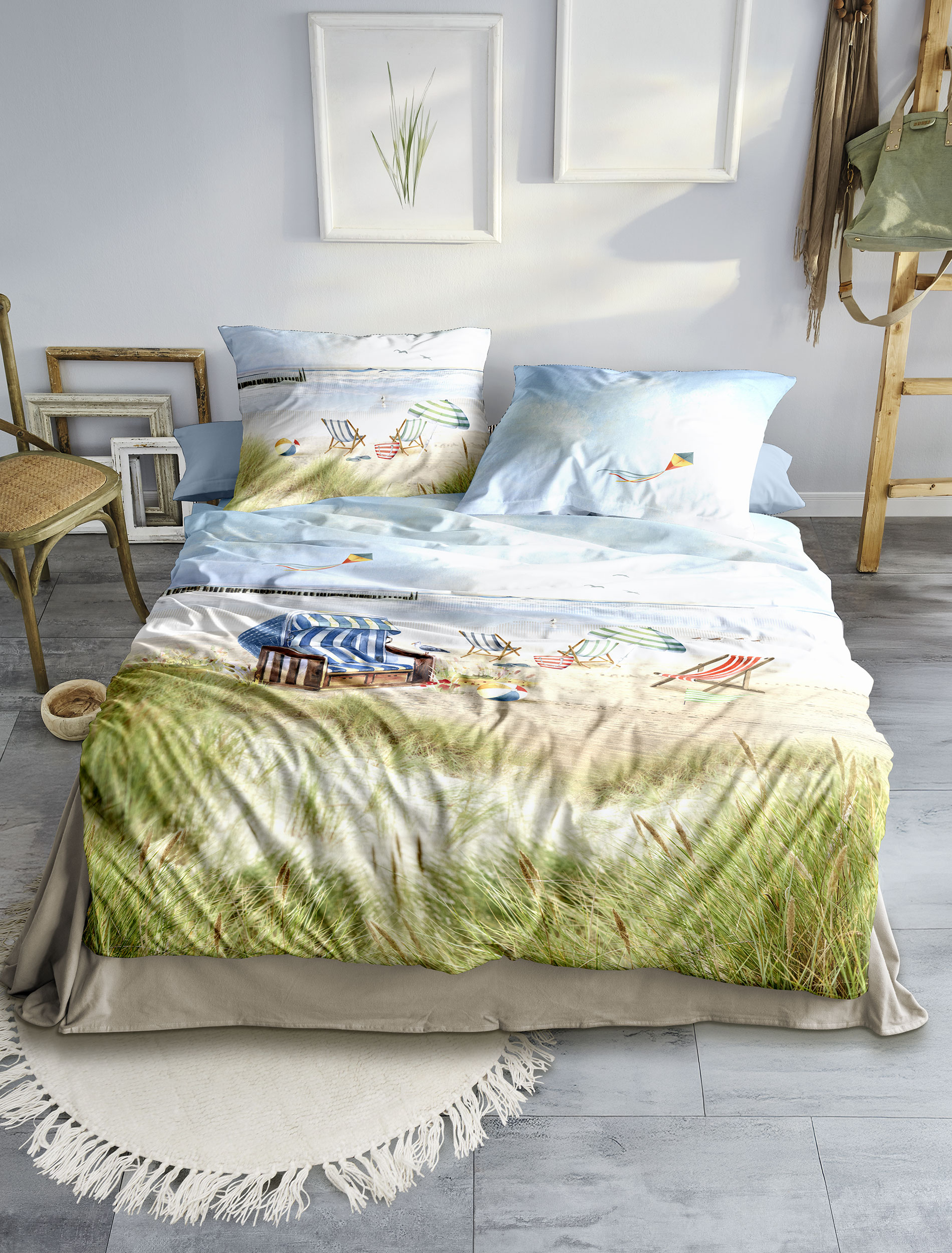 Irisette Mako-Satin Bettwäsche WAVE ca. 155x220cm in Farbe MULTI Irisette Mako-Satin Bettwäsche WAVE ca. 155x220cm in Farbe MULTI, Moebel, Bett, Bettlaken