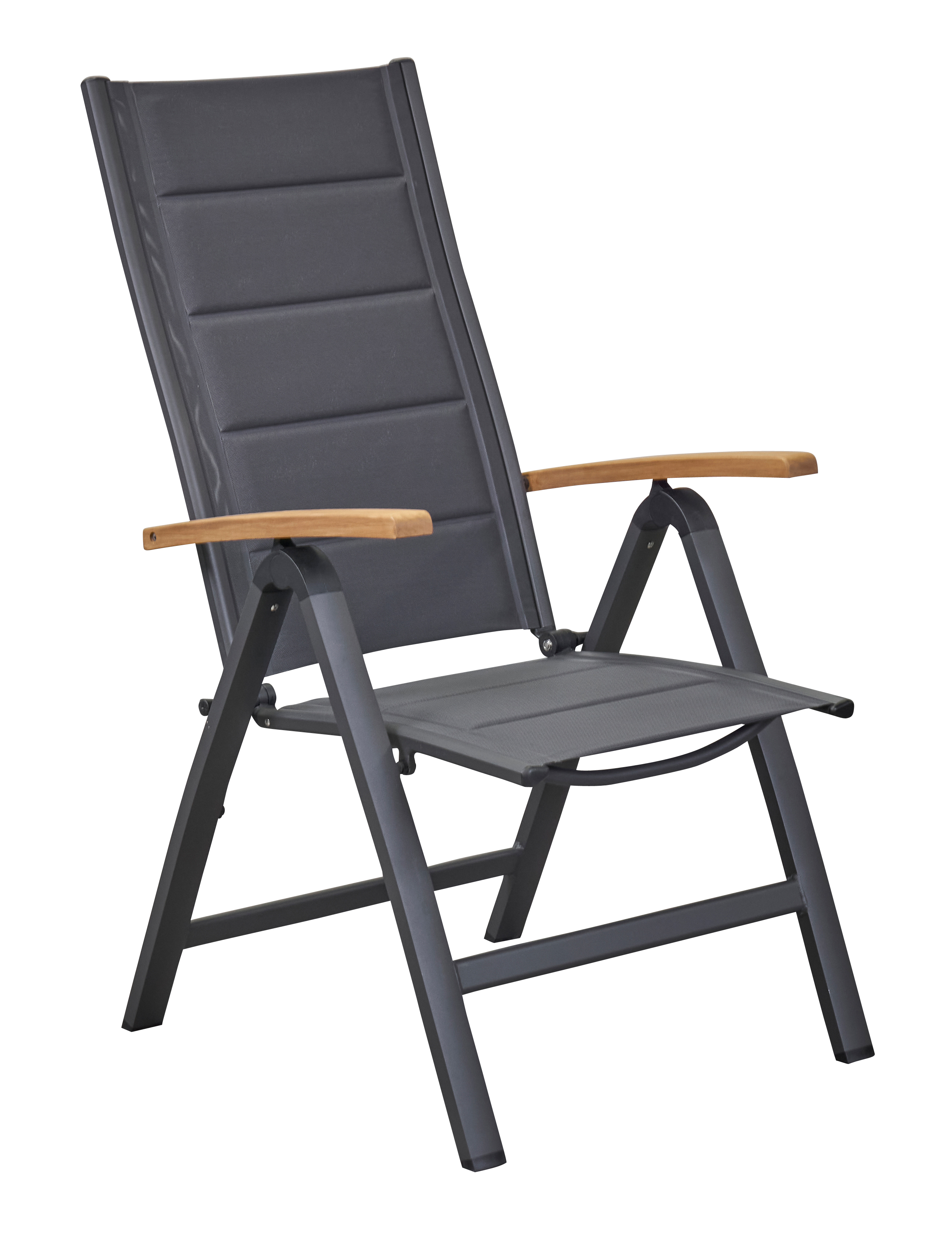 Klappsessel in Grau L.C. Wholesaler Klappsessel UNICAMO in anthrazit mit Teak-Armlehnen