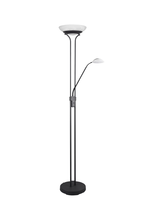 Reality LED-Stehleuchte ORSON 1-flammig in Farbe schwarz matt, Schirm Glas alabasterfarbig Reality Leuchten LED-Stehleuchte ORSON in schwarz matt, Schirm Glas alabasterfarbig