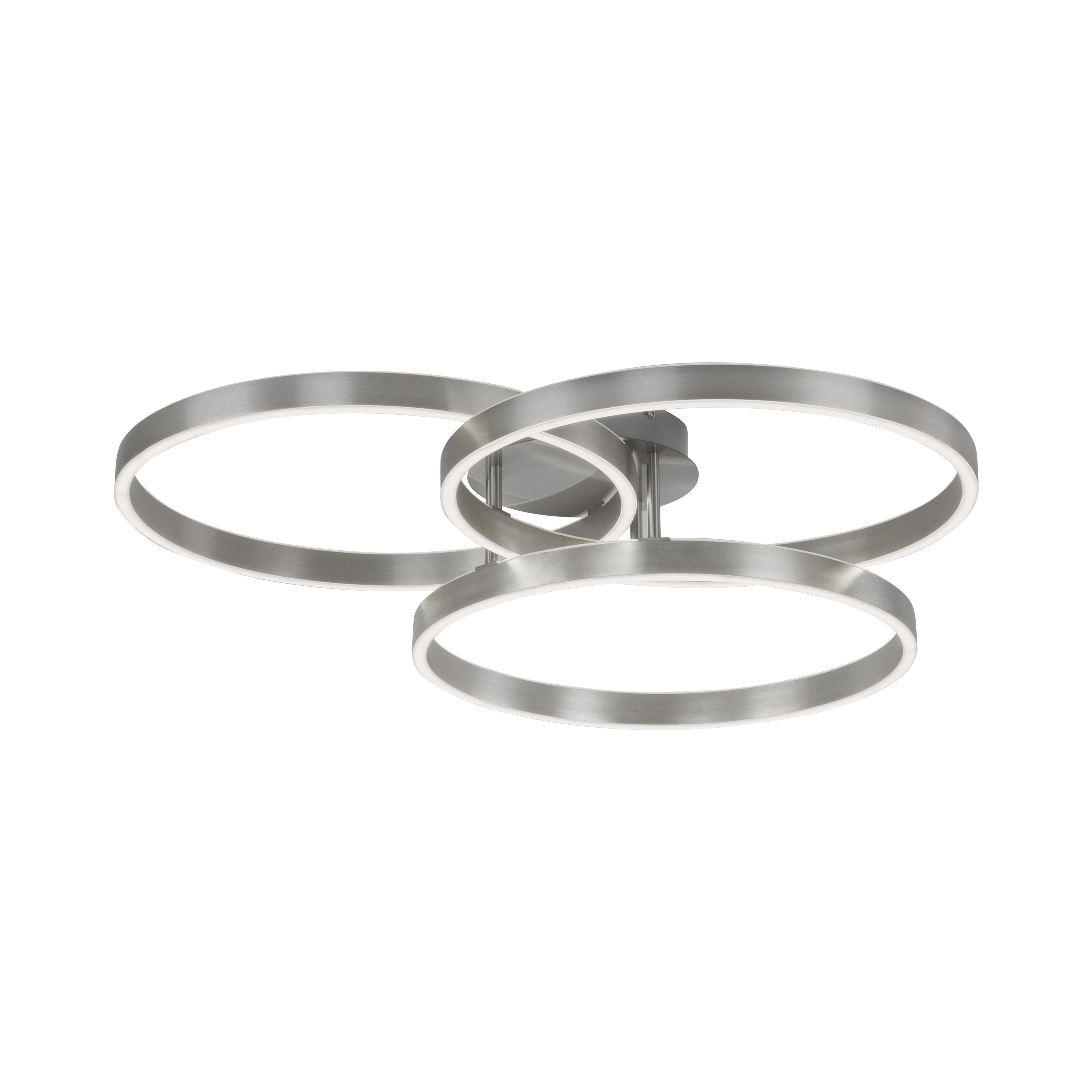 Paul Neuhaus LED-Deckenleuchte PAAN 2-flammig in Farbe stahl, deckenleuchte, moderne lampe, rings design, stahl, triple ring