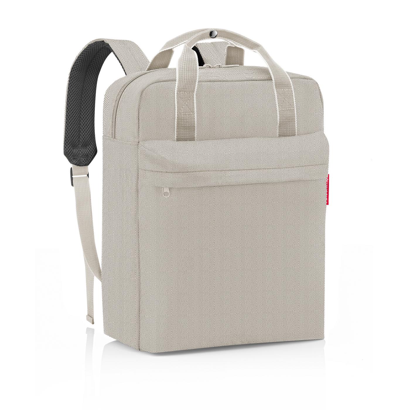 Reisenthel ALLDAY BACKPACK M in Farbe herringbone sand, Tasche, Laptop-Tasche, Hardshell-Optik, Beige, Tragegriff