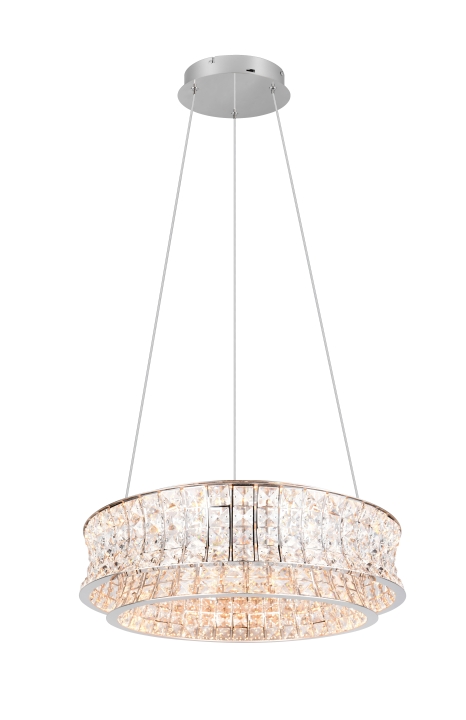 Trio Select LED-Pendelleuchte ZEVION 1-flammig in Farbe chrom, Kunststoff weiß, Leuchter, Lampe, Deckenleuchte