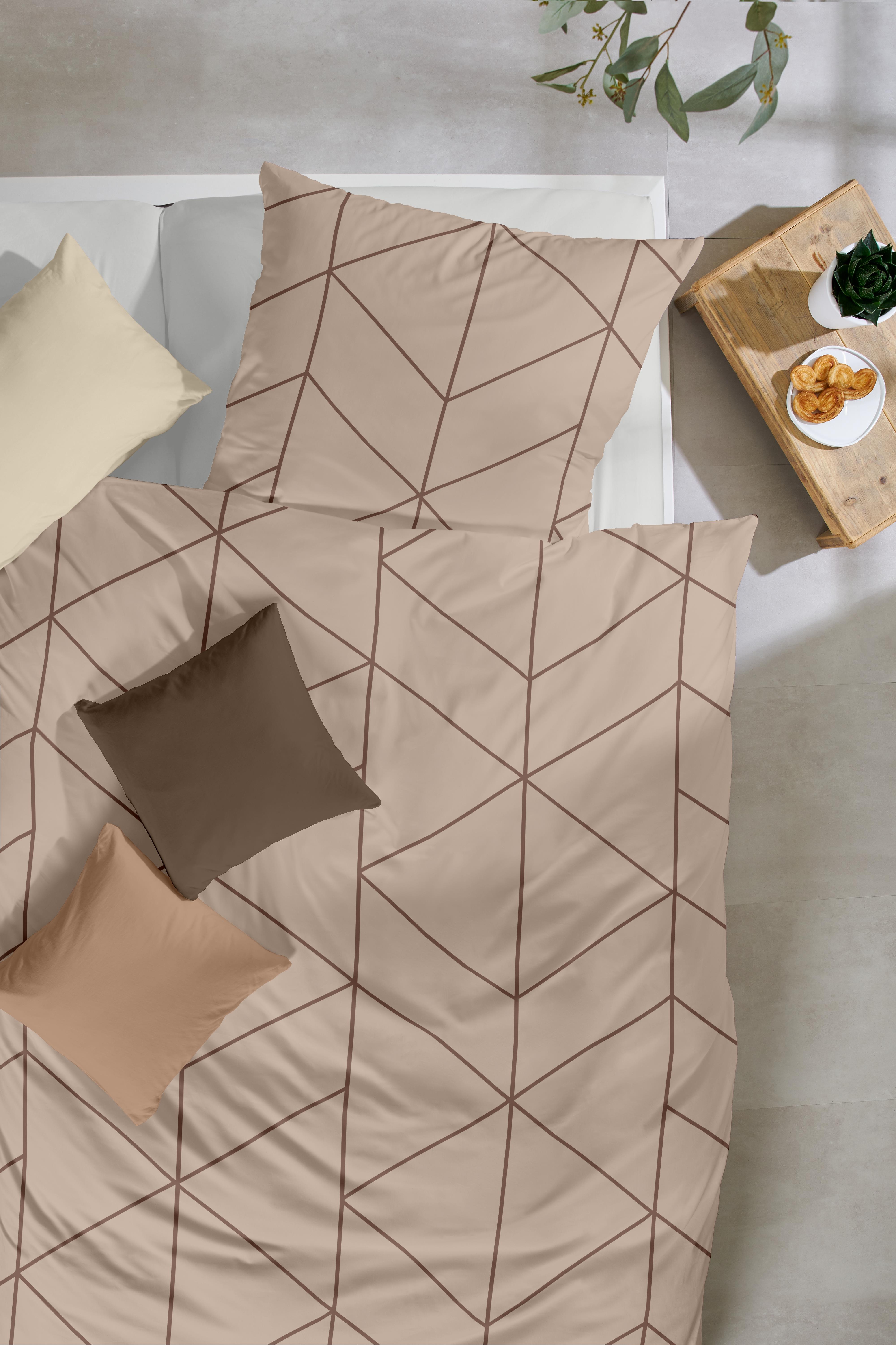 Hahn Haustextilien Bettwäsche 135x200cm in Farbe beige, braun, Moebel, Bett, Bettlaken