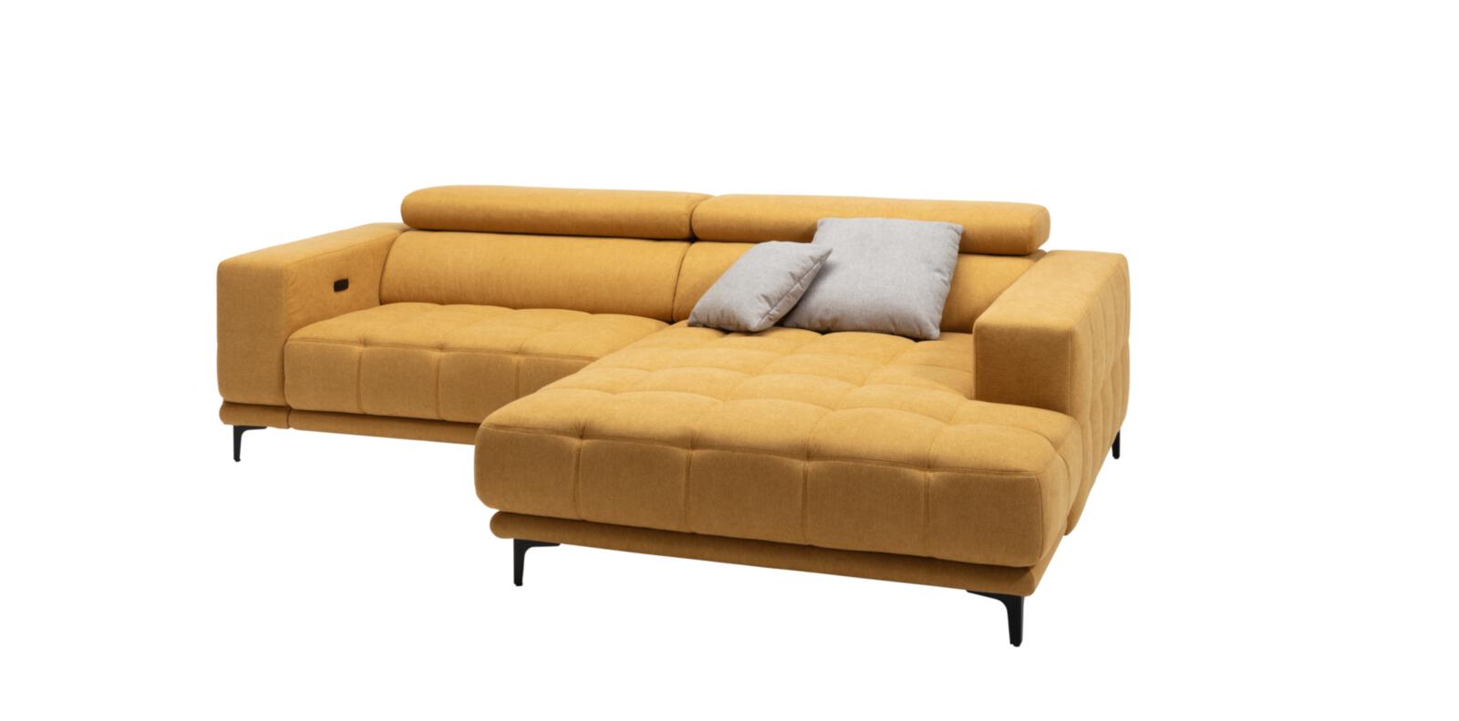 Polsterecke 7536 ca. 278x192cm in Stoff Honey yellow, Couch, Mobiliar, Kissen, Dekoration für Zuhause