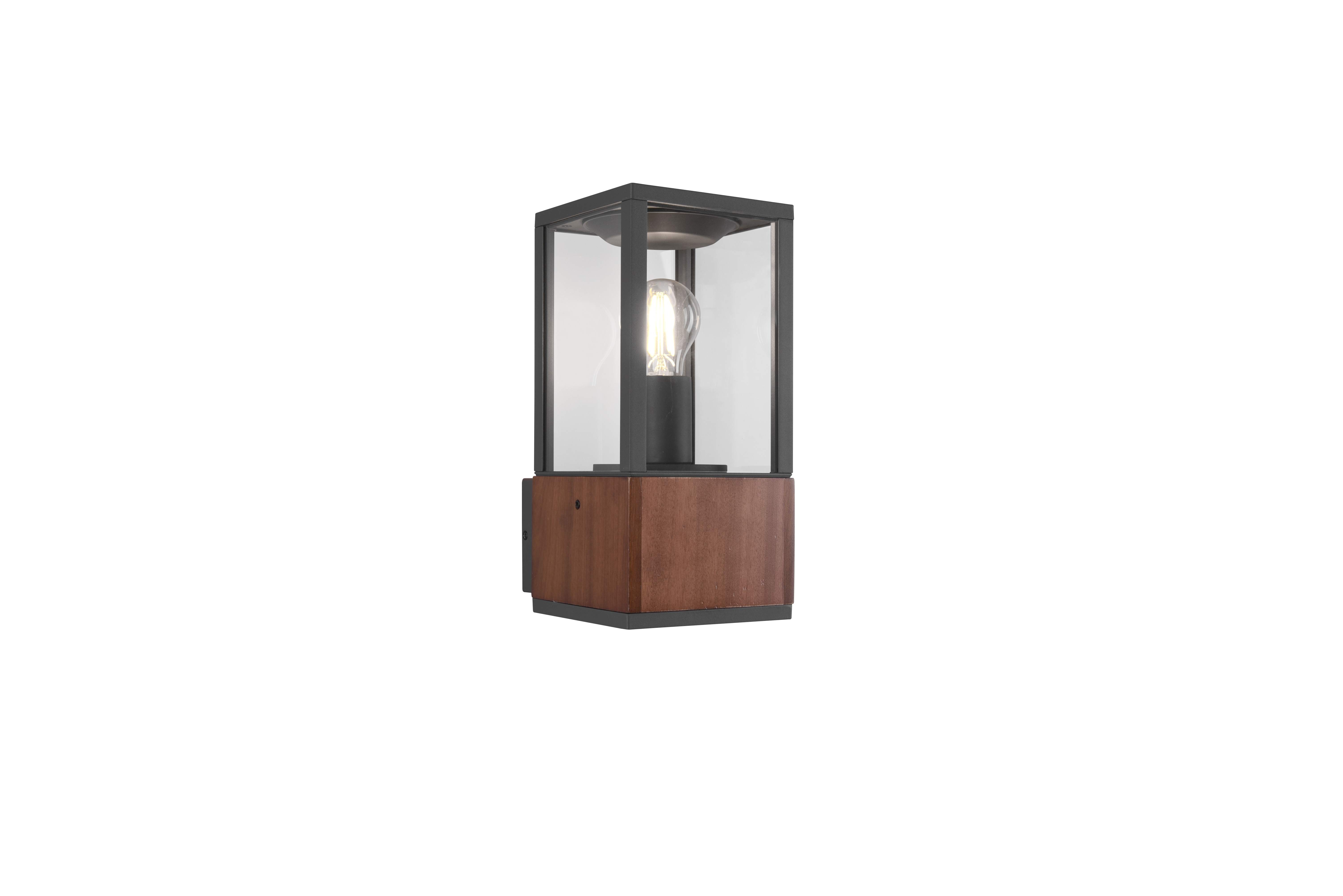 Trio Wandleuchte GARONNE 1-flammig in Farbe holzfarbig, Glas transparent klar Trio Wandleuchte GARONNE in holzfarbig, Glas transparent klar