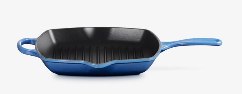 Le Creuset Giffpfanne Sig 26cm quardr. in Farbe Azure, grillpfanne, blau, rillenpfanne, antihaftbeschichtung, ofenfest