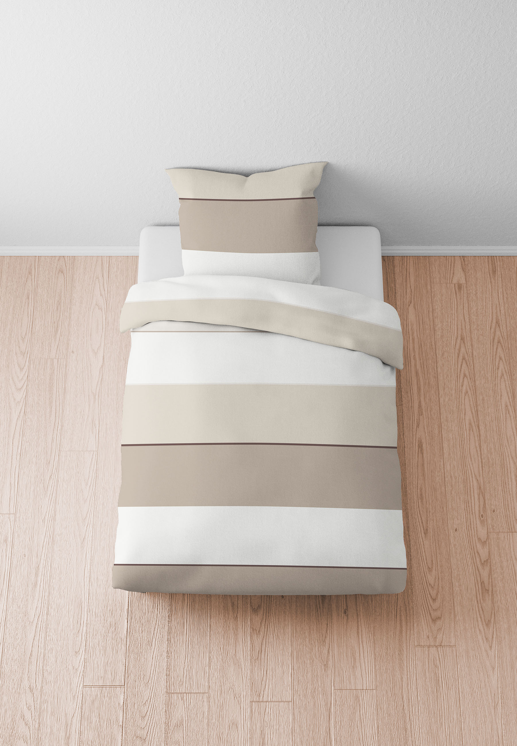 biberna SATIN-Bettwäsche ca. 135x200cm in Farbe Kitt biberna SATIN-Bettwäsche ca. 135x200cm in Farbe Kitt, Bettwäsche, Bettbezug, Streifen, Beige, Kopfkissen