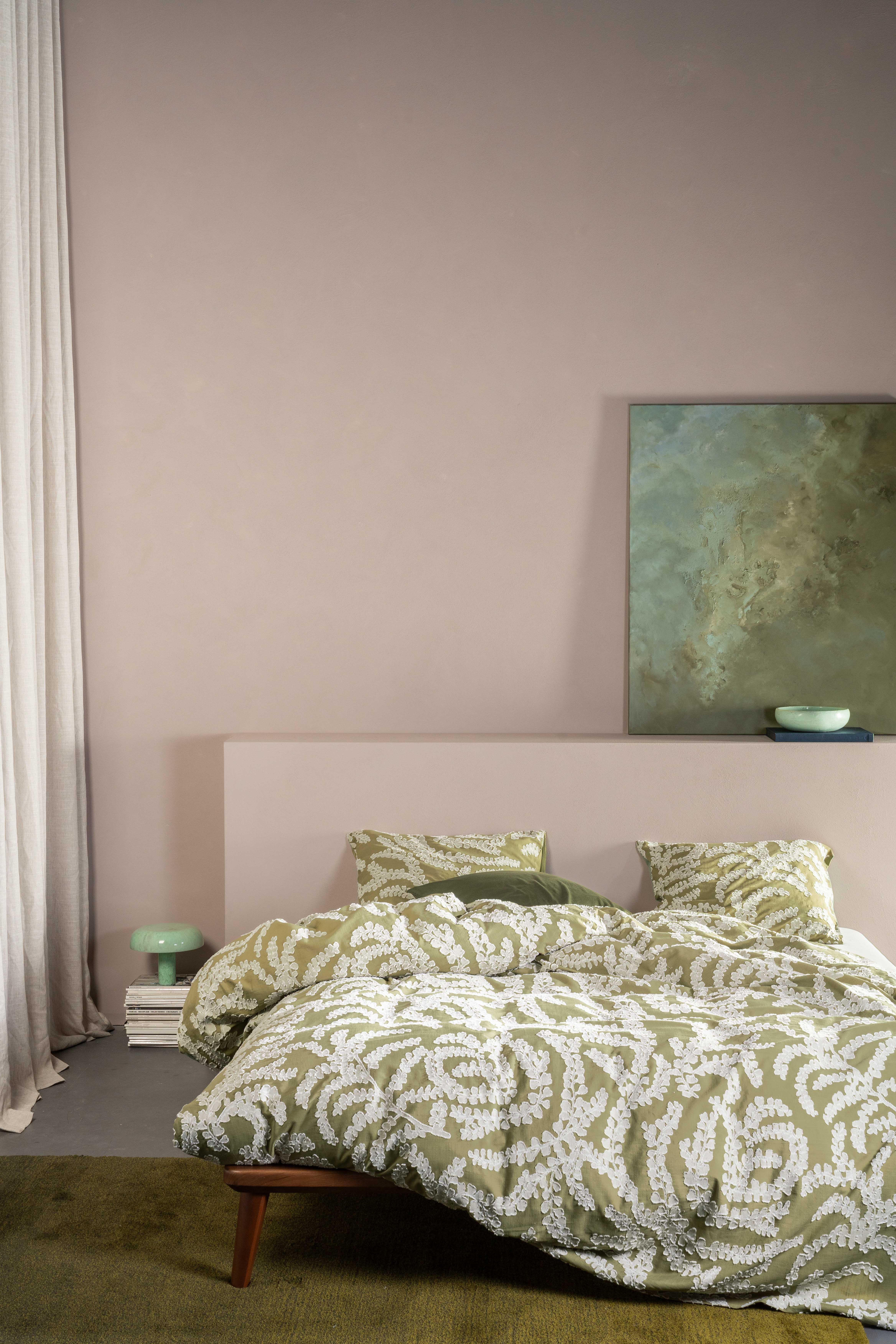  Bettwäsche ELERIA ca. 135x200cm in Farbe Cedar Green, King-size Bett, Schlafzimmerdeko, Bettwürde?, Paisley Muster, Pastellrosa Wand