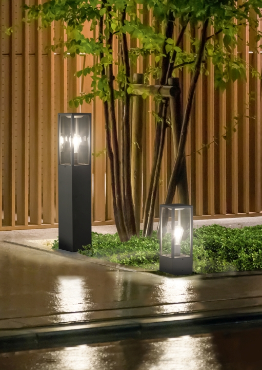 Trio Pfosten GARONNE 1-flammig in Farbe anthrazit, Glas transparent klar Trio Pfosten GARONNE in anthrazit, Glas transparent klar