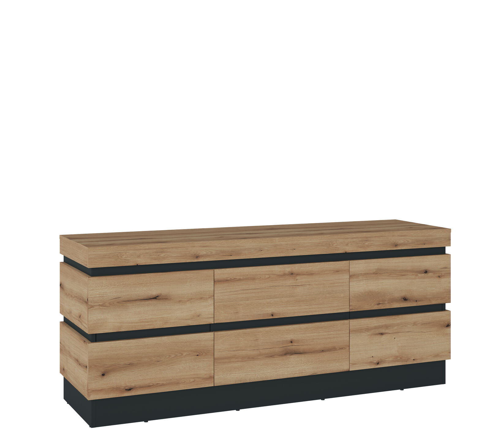 TV-Unterteil Corte ca. 161x68x45cm in Front/Korpus Evoke Eiche