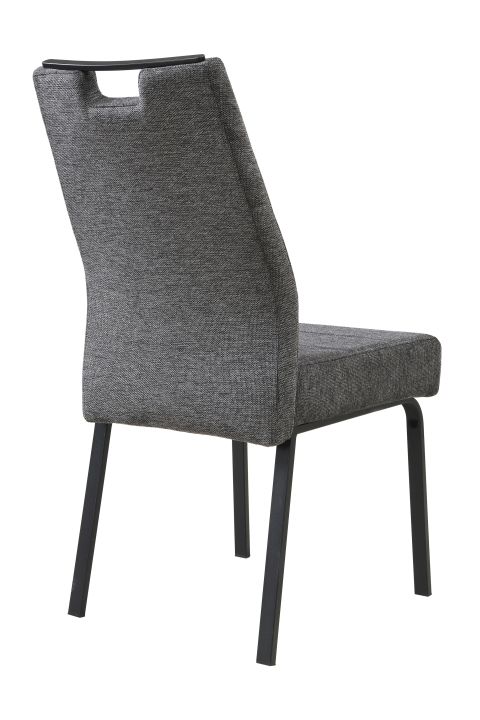 Hela Stuhl ELVAS II S ca. B48 H97 T68 cm in Stoff Brego Anthrazit 28, Stuhl, Garniturstuhl, Stuhlkissen, Grau, Beine Metall