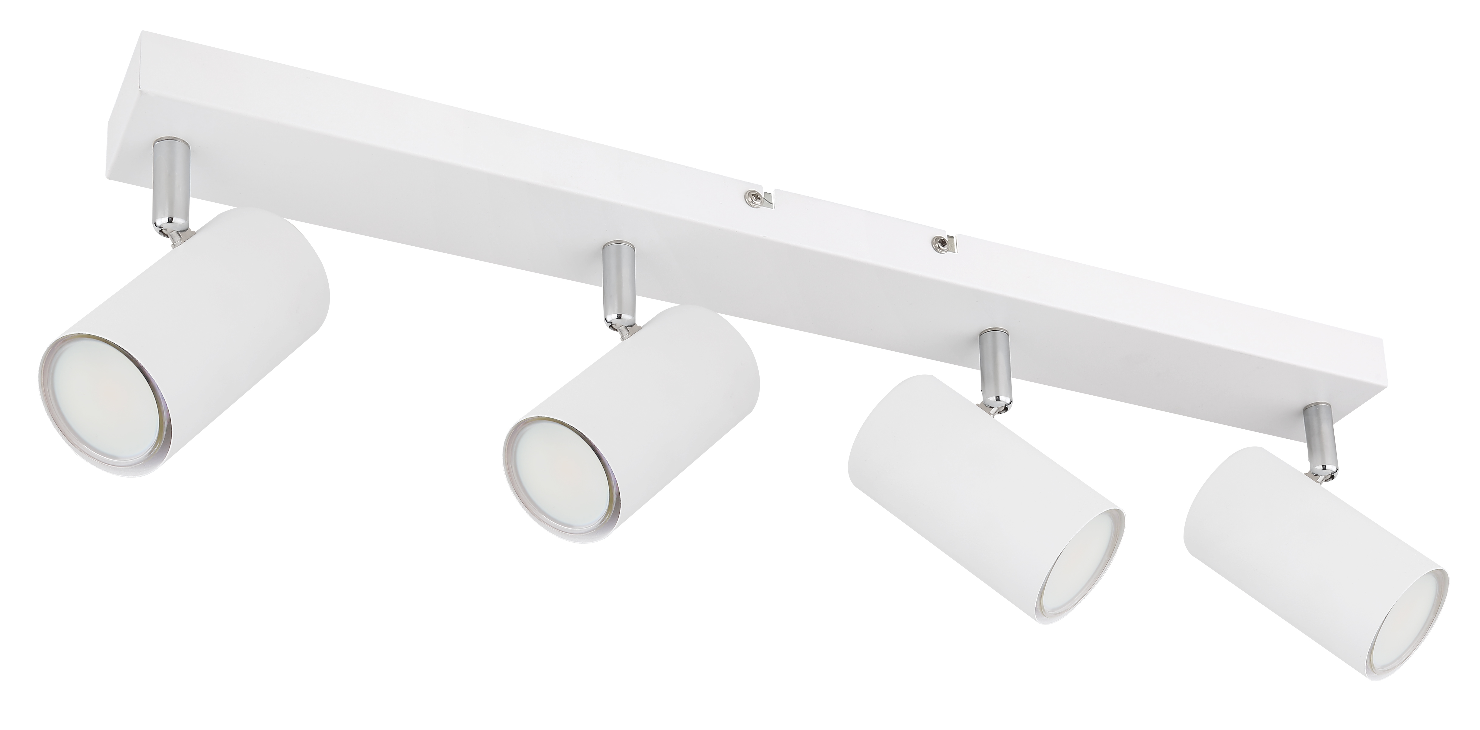 Strahler in Metall verchromt weiß, deckenleuchte, spotlights, 4-flammig, metall, weiß