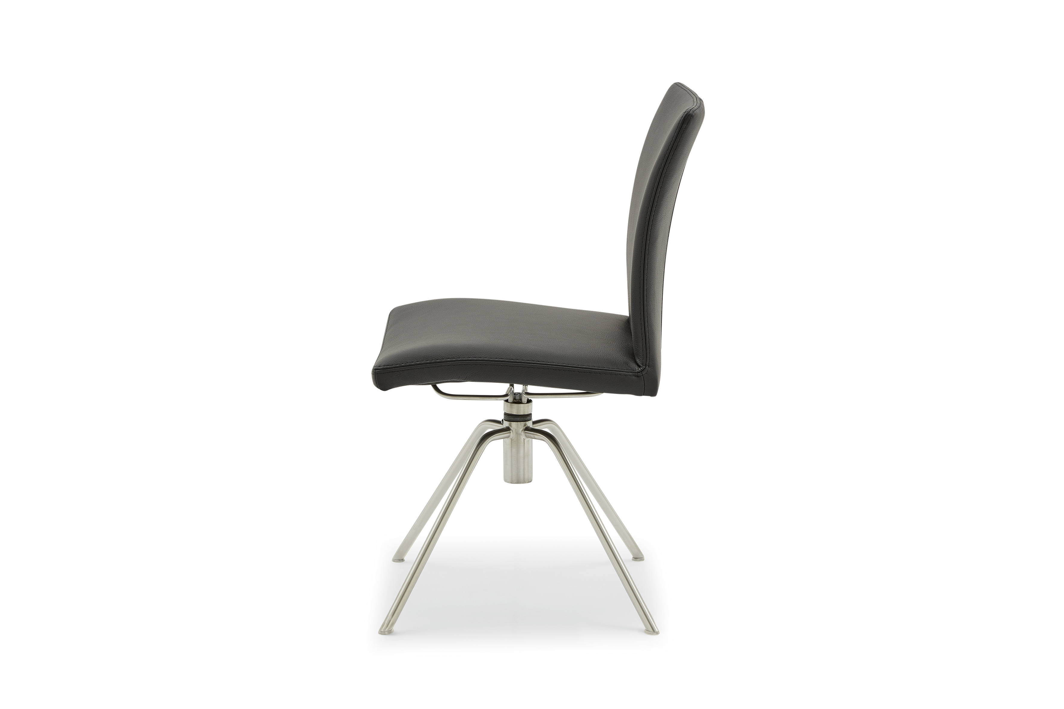 Musterring Stuhl Helmond, Leder Toledo nero, Gestell Edelstahl matt, frehbar, ca. B: 52 H: 91 T: 58 cm