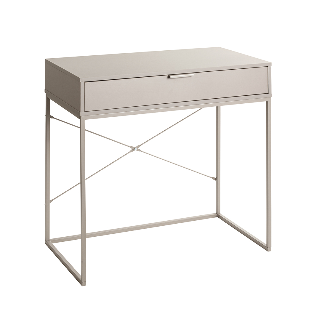 Haku Möbel Konsole MALMÖ 8045 in Farbe Kaschmirbraun, Schminktisch, Beistelltisch, Metallrahmen, Schublade, Beige