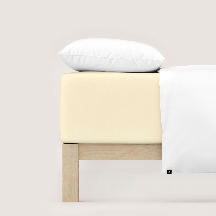 Schlafgut Pure Boxspring Spannbettlaken ca. 120x200-130x220cm in Farbe Yellow Light