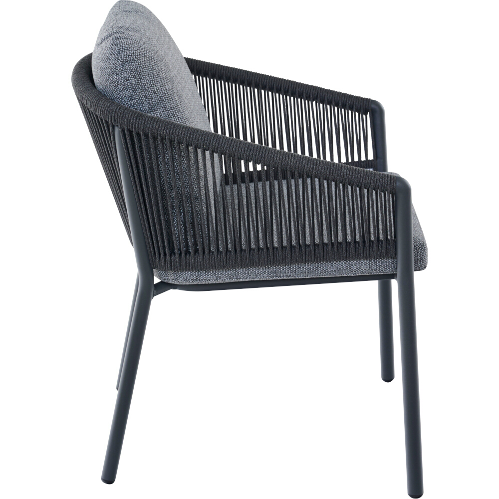 Stapelsessel MERANO in Farbe Aluminium anthrazit/Kissen aus Polyester, 350 g/m² in silber grau, Stuhl, Mobiliar, Kissen, Dekoration für Zuhause