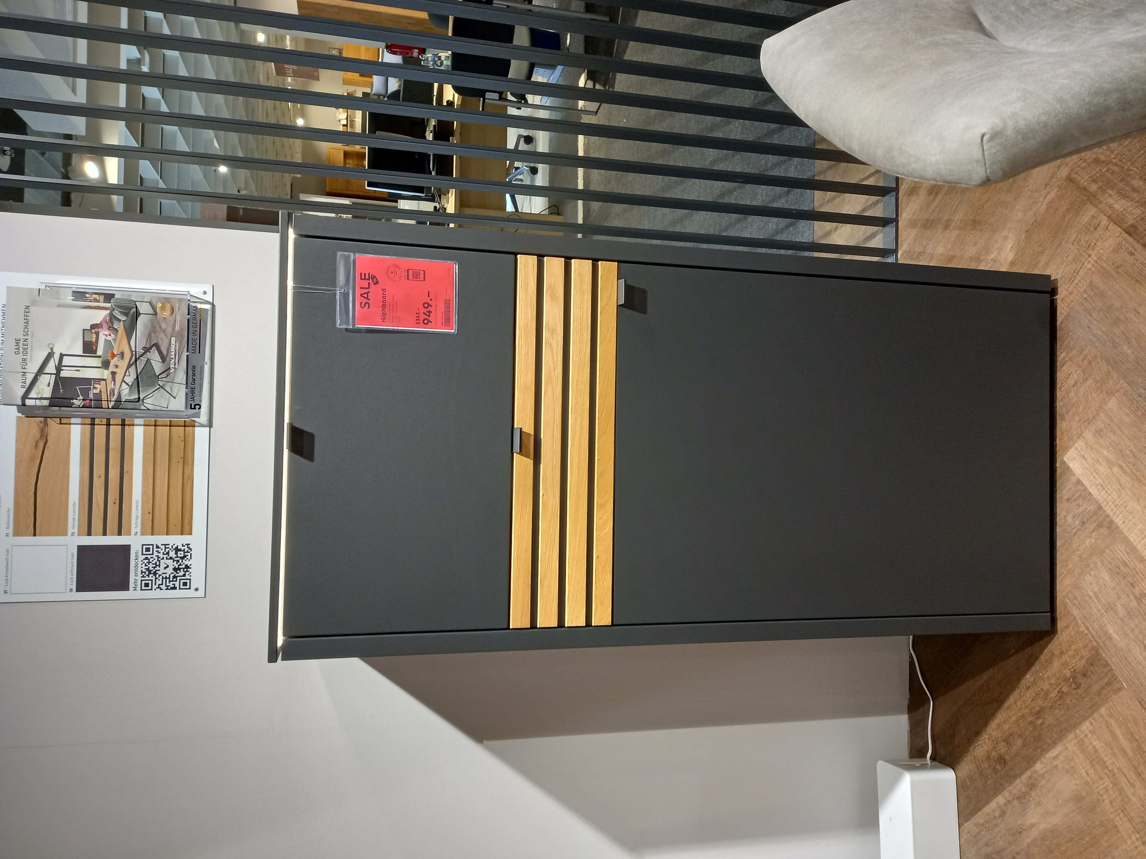 Venjakob Highboard GAME ca. B67 H140 T43 cm in Lack anthrazit matt Venjakob Highboard GAME ca. B67 H140 T43 cm in Lack anthrazit matt, Moebel, Stuhl, Person, Kühlschrank, Aktenschrank