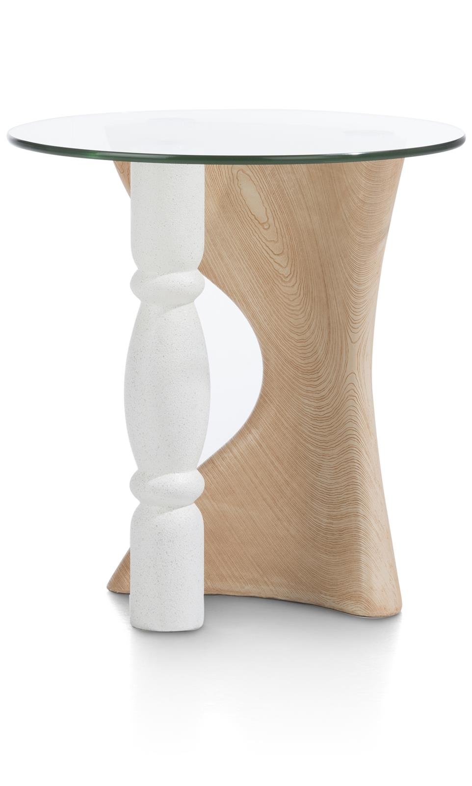 Coco Maison Beistelltisch Anna, ca. 45 x 47 x 45 cm in Holzoptik mit Glasplatte