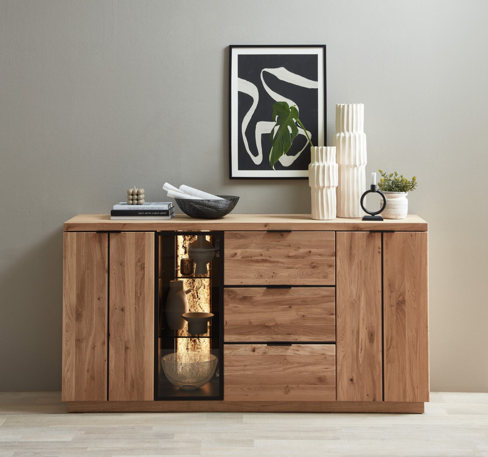 Wohn-Concept Sideboard DONNA in Wildeiche Bianco massiv/furniert
