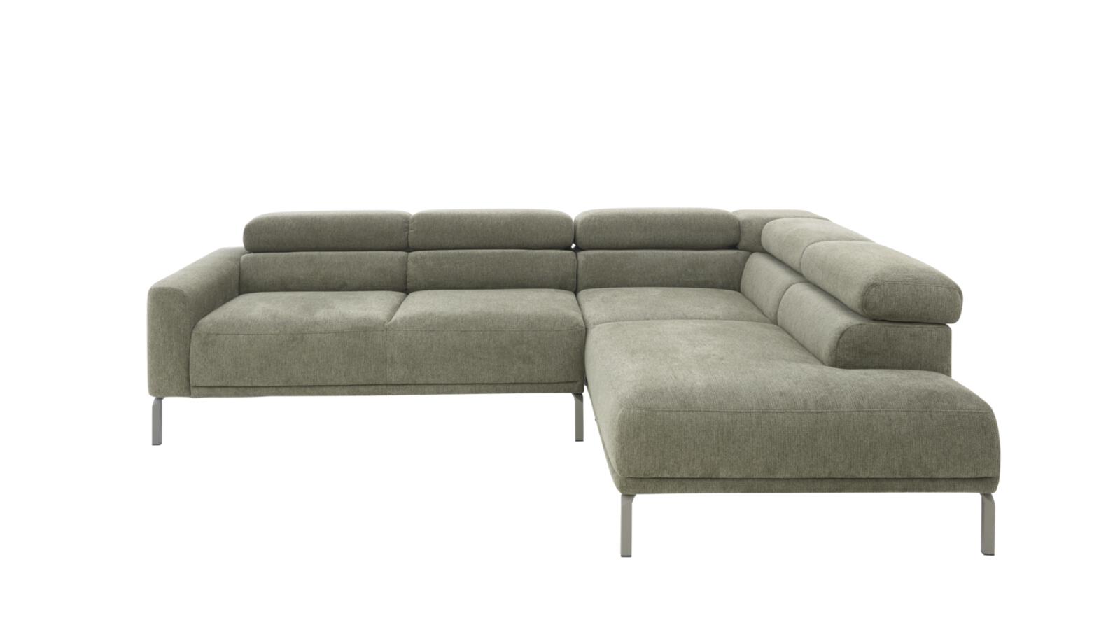 Roomio Polsterecke NO. 4106 ca. 267x219cm in Stoff Famous turtle, Couch, Ecksofa, Sofa-Landschaft, Samtstoff, Beige-Grün