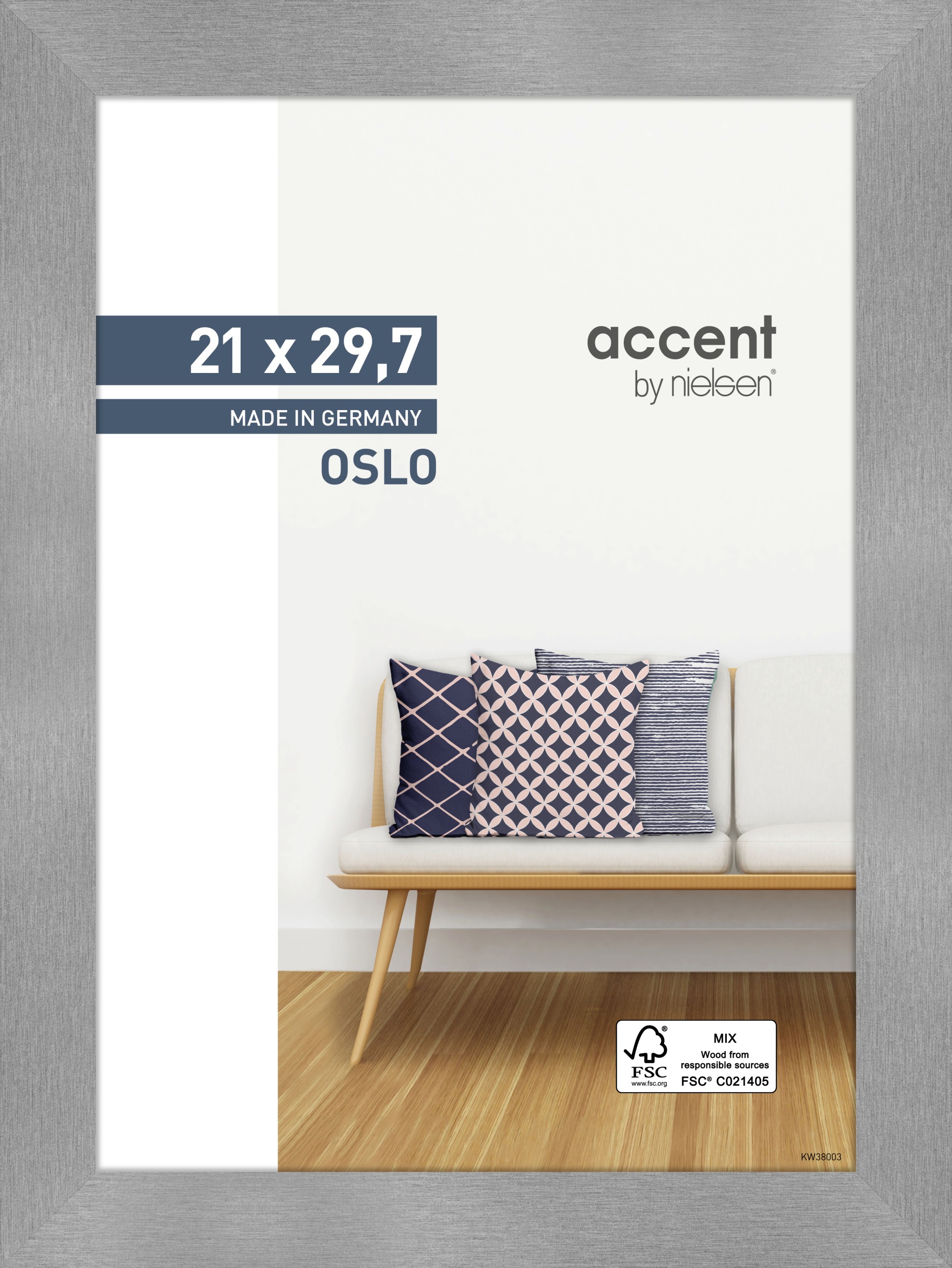 Accent by Nielsen Holz Bilderrahmen Oslo ca. 21x29,7cm in Farbe Silver