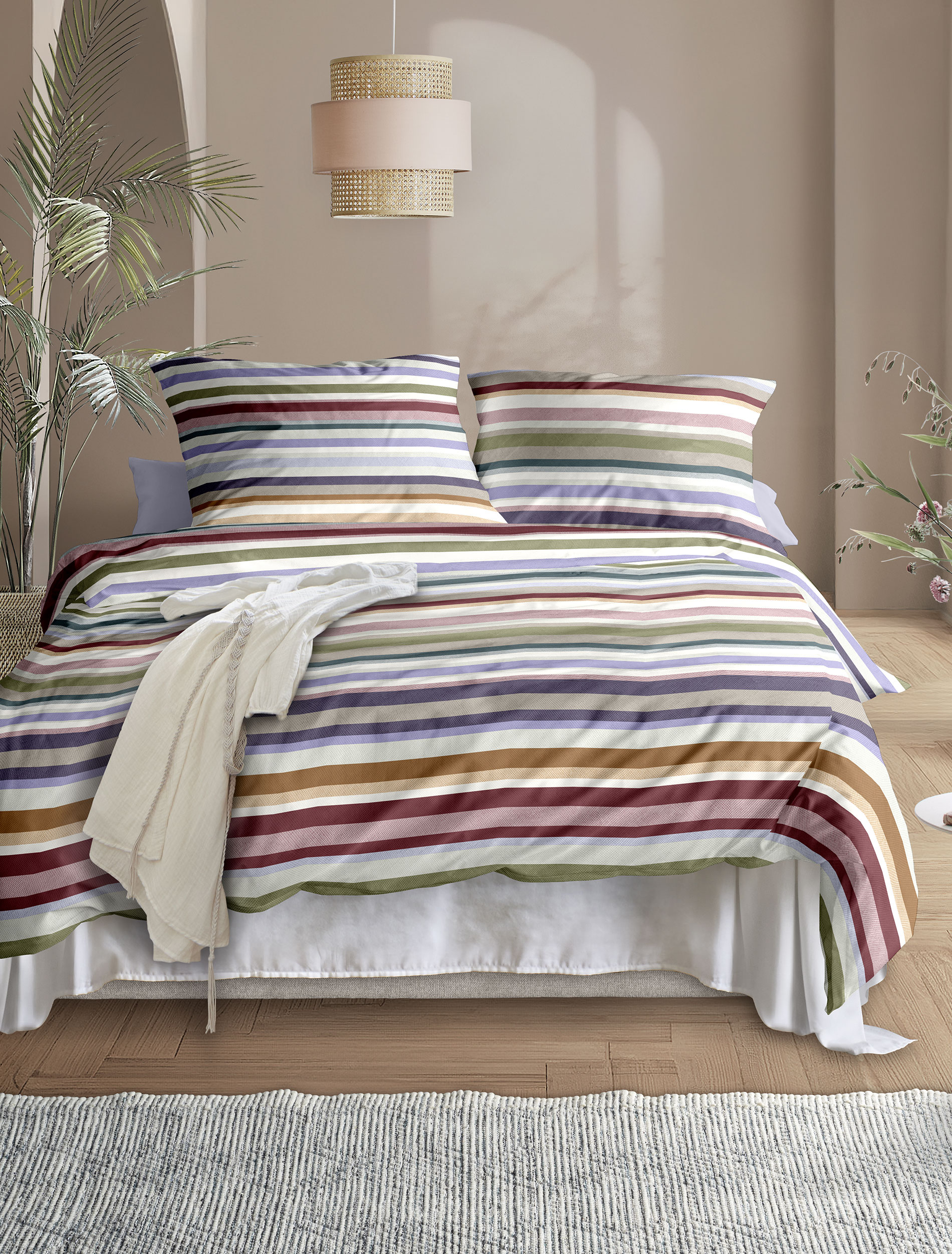 irisette Mako-Satin Bettwäsche WAVE in Farbe ca. 135x200cm, Bettwäsche, Streifendesign, Mehrfarbig, Bettbezug, Kissenbezüge