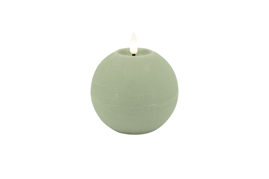 LED-Kugelkerze BASIC in Grün L.C. Wholesaler LED-Kugelkerze BASIC ca. Ø 10, H 8,5cm in green rustic, 10x8.5cm