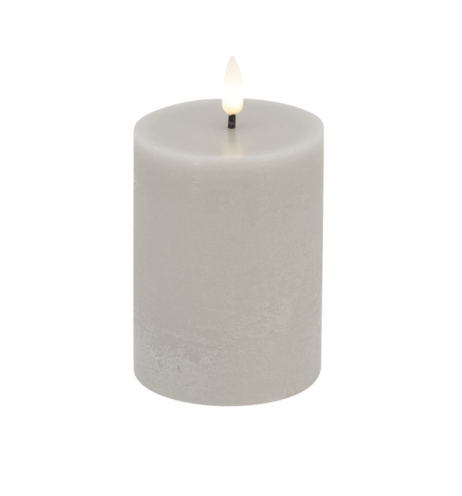 L.C. Wholesaler LED-Stumpenkerze BASIC ca. Ø 7,5, H 10cm in sand rustic, 7.5x10cm