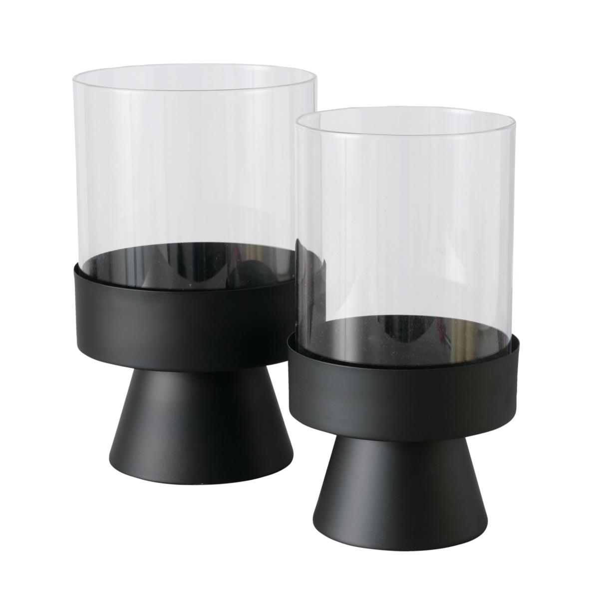  // Windlicht Pallas // Eisen pulverbeschichtet schwarz // Klarglas // Höhe ca. 29 cm