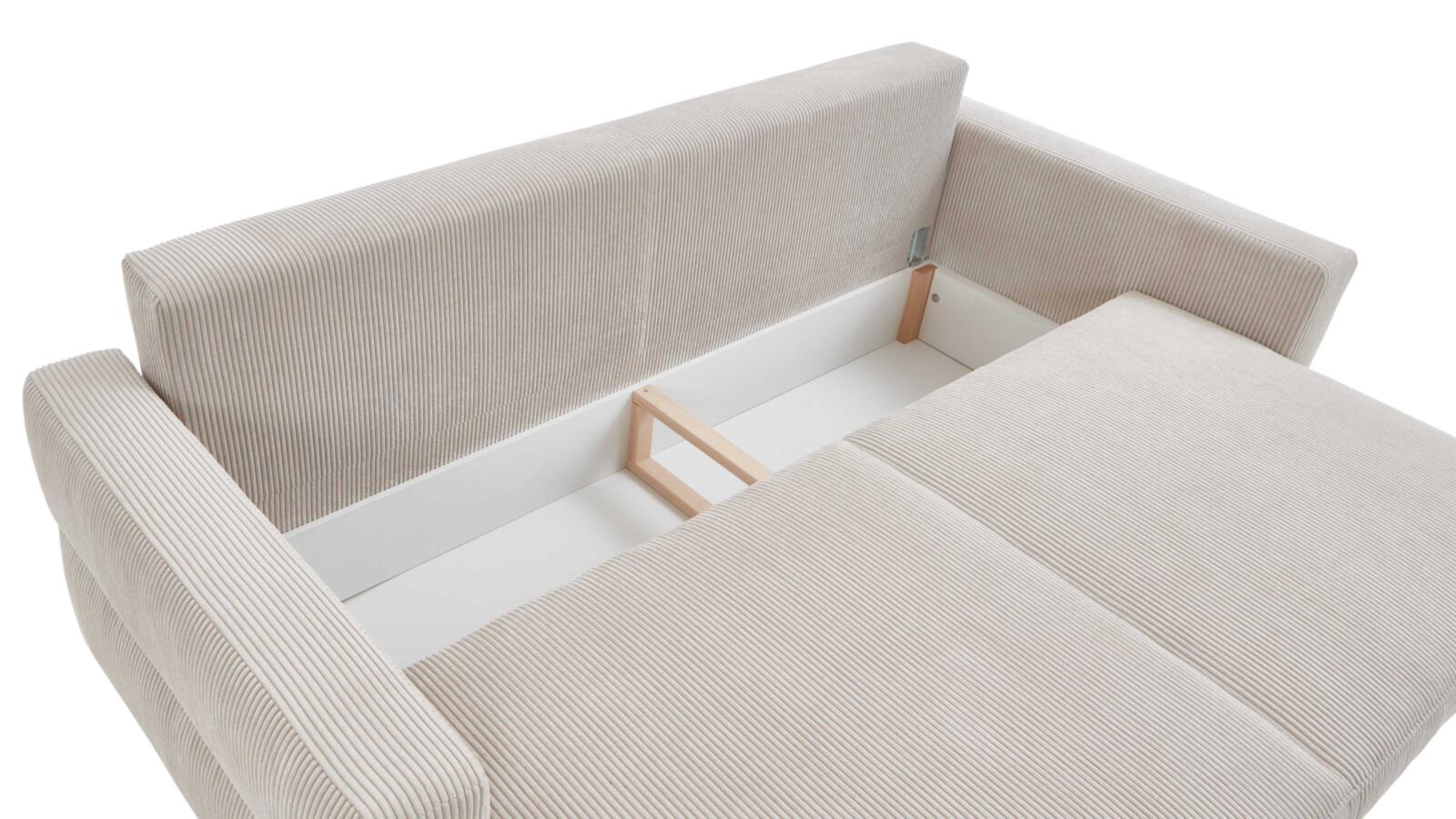 Querschläfer Linett Beige Restyl Schlafsofa Linett ca. 160x200cm in Stoff Cord natur