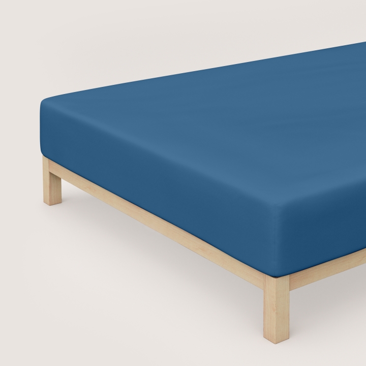 Schlafgut Pure Boxspring Spannbettlaken ca. 120x200-130x220cm in Farbe Blue Mid