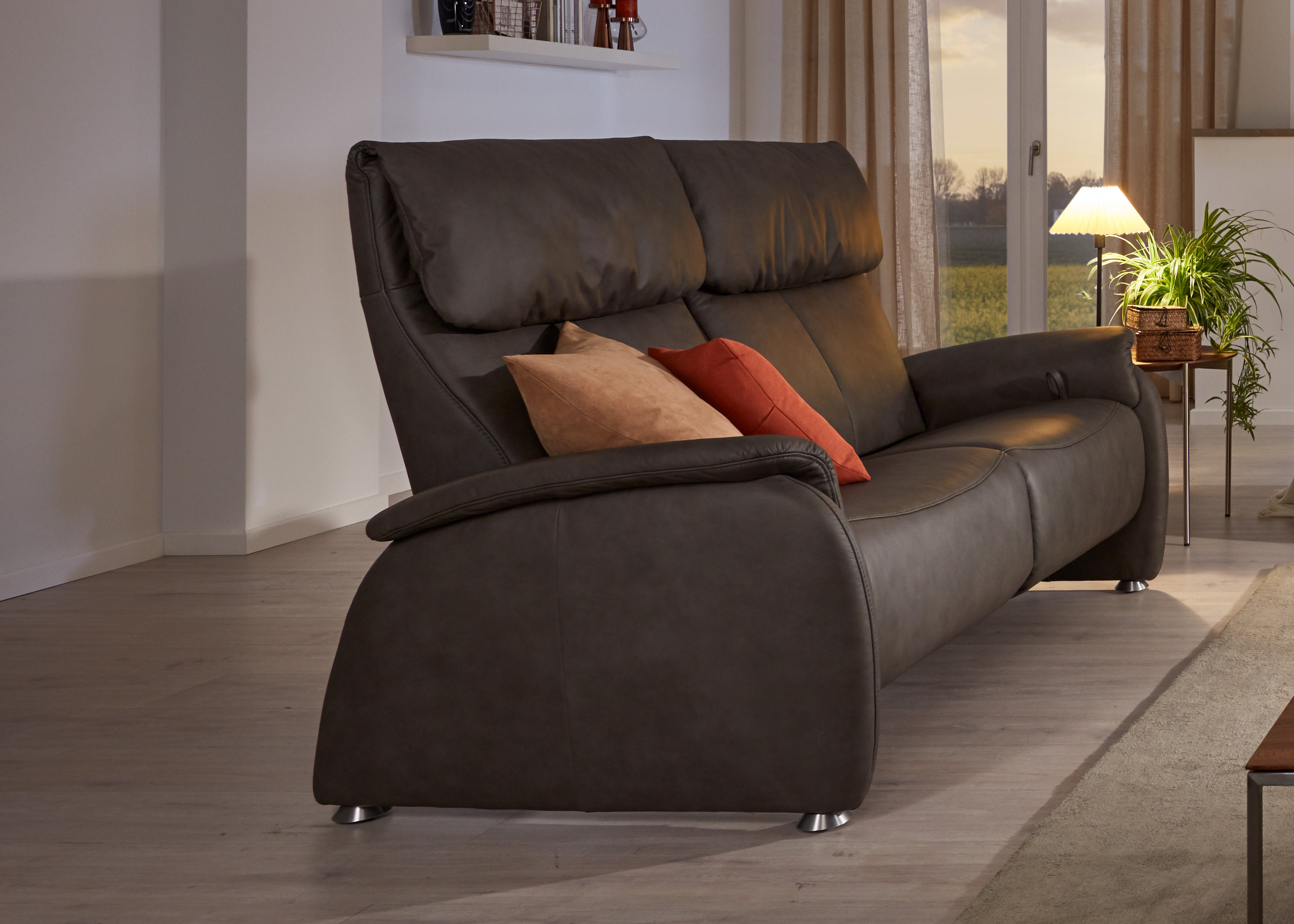 Himolla Sofa 3-Sitzer 4897 in braun Himolla Sofa 3-Sitzer 4897 in braun, Sofa, Wohnzimmer, Lederlook, Rückenlehne, Kissen