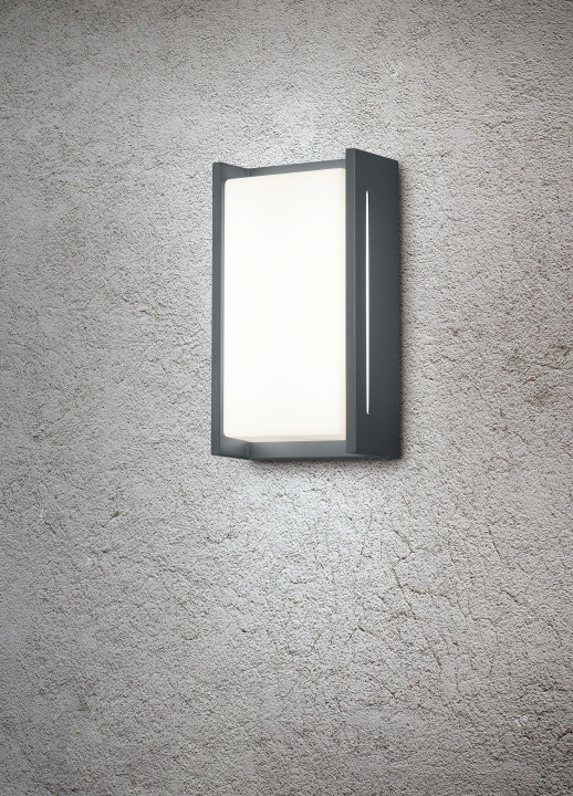 Trio LED-Wandleuchte INDUS in anthrazit, Glas Acryl weiß