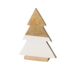 Boltze Dekosteller Svenja JUST CHRISTMAS SVENJA in Mango natur, weiß, Sperrholz, Holz, Lampe, Dreieck